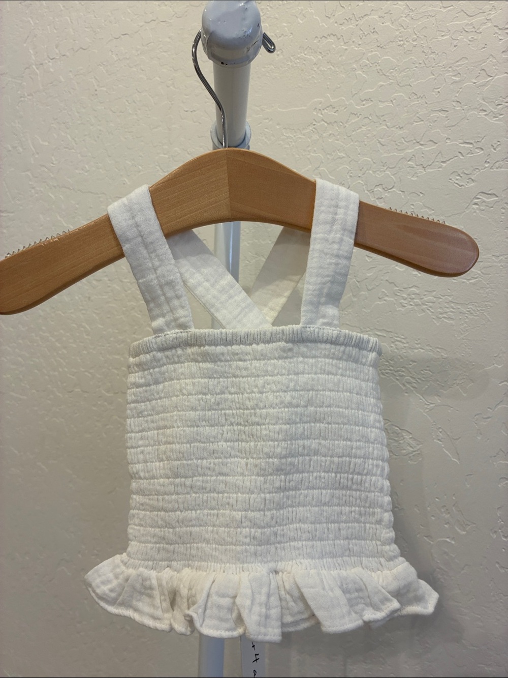 White Smocked Ruffle Baby Tank Top